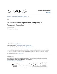 The Effect of Relative Deprivation on Delinquency: an Assessment of Juveniles