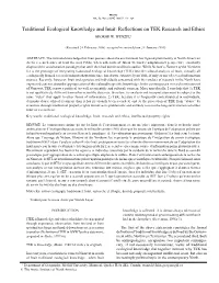 Traditional Ecological Knowledge and Inuit: Reflections on TEK Research and Ethics GEORGE W