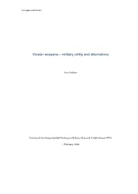 Cluster Weapons – Military Utility and Alternatives
