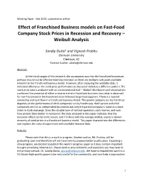Effect of Franchised Business Models on Fast-Food Company Stock Prices in Recession and Recovery – Weibull Analysis