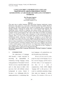 Language Shift and Heritage Language Maintenance Among Indonesian Young Generations: a Case Study of Pamulang University Students