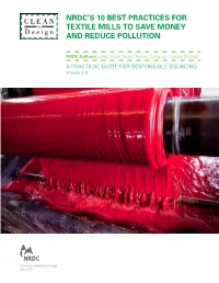 NRDC's 10 Best Practices for Textile Mills to Save Money and Reduce
