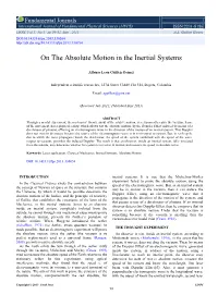 On the Absolute Motion in the Inertial Systems