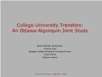Transfer Students at Algonquin College and the University of Ottawa