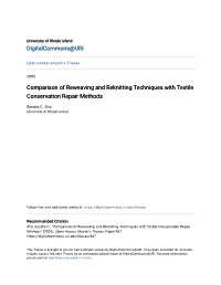 Comparison of Reweaving and Reknitting Techniques with Textile Conservation Repair Methods