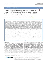 Complete Genome Sequence of Lutibacter Profundi LP1T Isolated