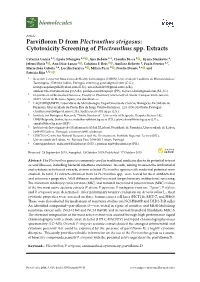 Cytotoxicity Screening of Plectranthus Spp. Extracts