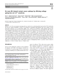 De Novo BK Channel Variant Causes Epilepsy by Affecting Voltage Gating but Not Ca2+ Sensitivity