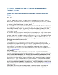 DTE Energy, Enbridge and Spectra Energy to Develop New Major Pipeline to Connect