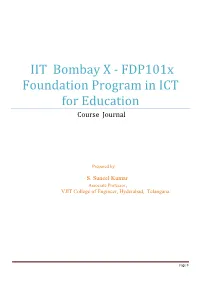 IIT Bombay X - Fdp101x Foundation Program in ICT for Education Course Journal
