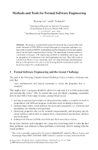 Methods and Tools for Formal Software Engineering