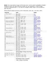 NOTE: the Index Starts on Page 2 of This Document. Use the Search Capabilities of Adobe Acrobat to Search the Index and Find Th