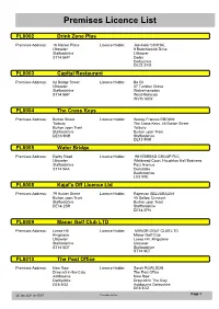 Premises Licence List