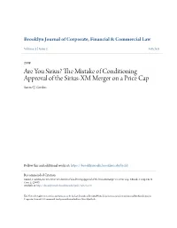 The Mistake of Conditioning Approval of the Sirius-XM Merger on a Price Cap, 3 Brook