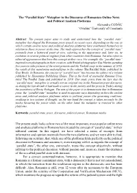The “Parallel State” Metaphor in the Discourse of Romanian Online News and Political Analysis Platforms Alexandra CODĂU “Ovidius” University of Constanta