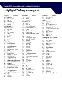Unitydigital TV-Programmangebot