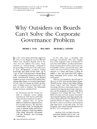 Why Outsiders on Boards Can't Solve the Corporate Governance Problem
