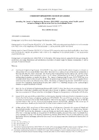 2020/860 of 18 June 2020 Amending the Annex to Implementing
