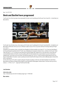 Beck and Barthel Have Progressed