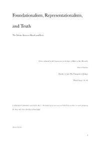 Foundationalism, Representationalism, and Truth