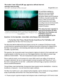 How US and UK Spy Agencies Defeat Internet Privacy and Security James Ball , Julian Borger and Glenn Greenwald Theguardian.Com