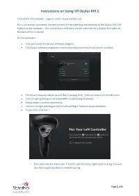 Instructions on Using VR Oculus Rift S