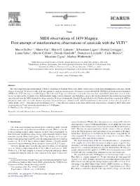 MIDI Observations of 1459 Magnya: First Attempt of Interferometric Observations of Asteroids with the VLTI ✩
