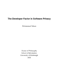 The Developer Factor in Software Privacy