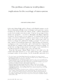 The Problem of Harm in World Politics: Implications for the Sociology of States-Systems