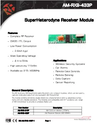 AM-RX9-433P Superheterodyne Receiver Module