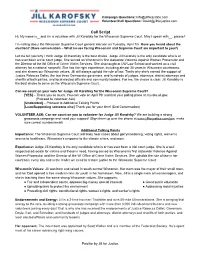Call Script Hi, My Name Is__And I’M a Volunteer with Jill Karofsky for the Wisconsin Supreme Court