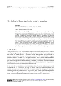 Gravitation in the Surface Tension Model of Spacetime