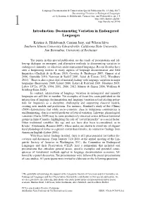 Introduction: Documenting Variation in Endangered Languages