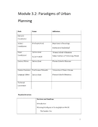 Module 3.2: Paradigms of Urban Planning