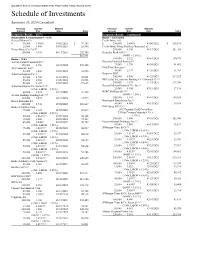 Schedule of Investments September 30, 2020 (Unaudited)