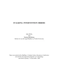 Stalking : Intervention Orders