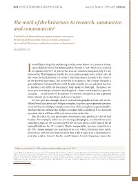 The Work of the Historian: to Research, Summarize, and Communicate1