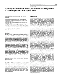 Translation Initiation Factor Modifications and the Regulation of Protein Synthesis in Apoptotic Cells