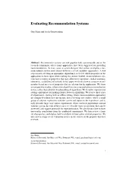Evaluating Recommendation Systems
