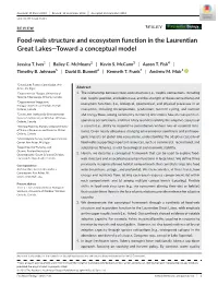 Food‐Web Structure and Ecosystem Function in the Laurentian Great