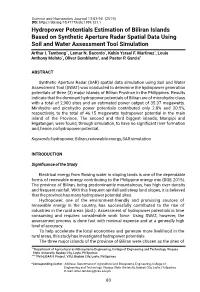 Hydropower Potentials Estimation of Biliran Islands Based on Synthetic
