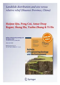 Landslide Distribution and Size Versus Relative Relief (Shaanxi Province, China)