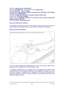 Pitcombe WARD: TOWER DESCRIPTION: Use of Land for Siting of a Marquee from 15Th April to 15Th October Annually