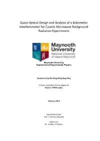 Quasi-Optical Design and Analysis of a Bolometric Interferometer for Cosmic Microwave Background Radiation Experiments