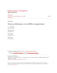 Swine Performance Record Litter Comparisons C