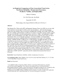An Empirical Comparison of Four Generalized Trust Scales: Test-Retest Reliability, Measurement Invariance, Predictive Validity, and Replicability*