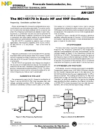 AN1207 MC145170 in Basic HF and VHF Oscillators