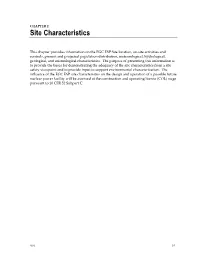 Chapter Provides Information on EGC ESP Site Location, On-Site