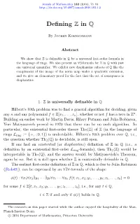 Defining Z in Q 75