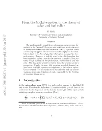 From the GKLS Equation to the Theory of Solar and Fuel Cells 1 Arxiv